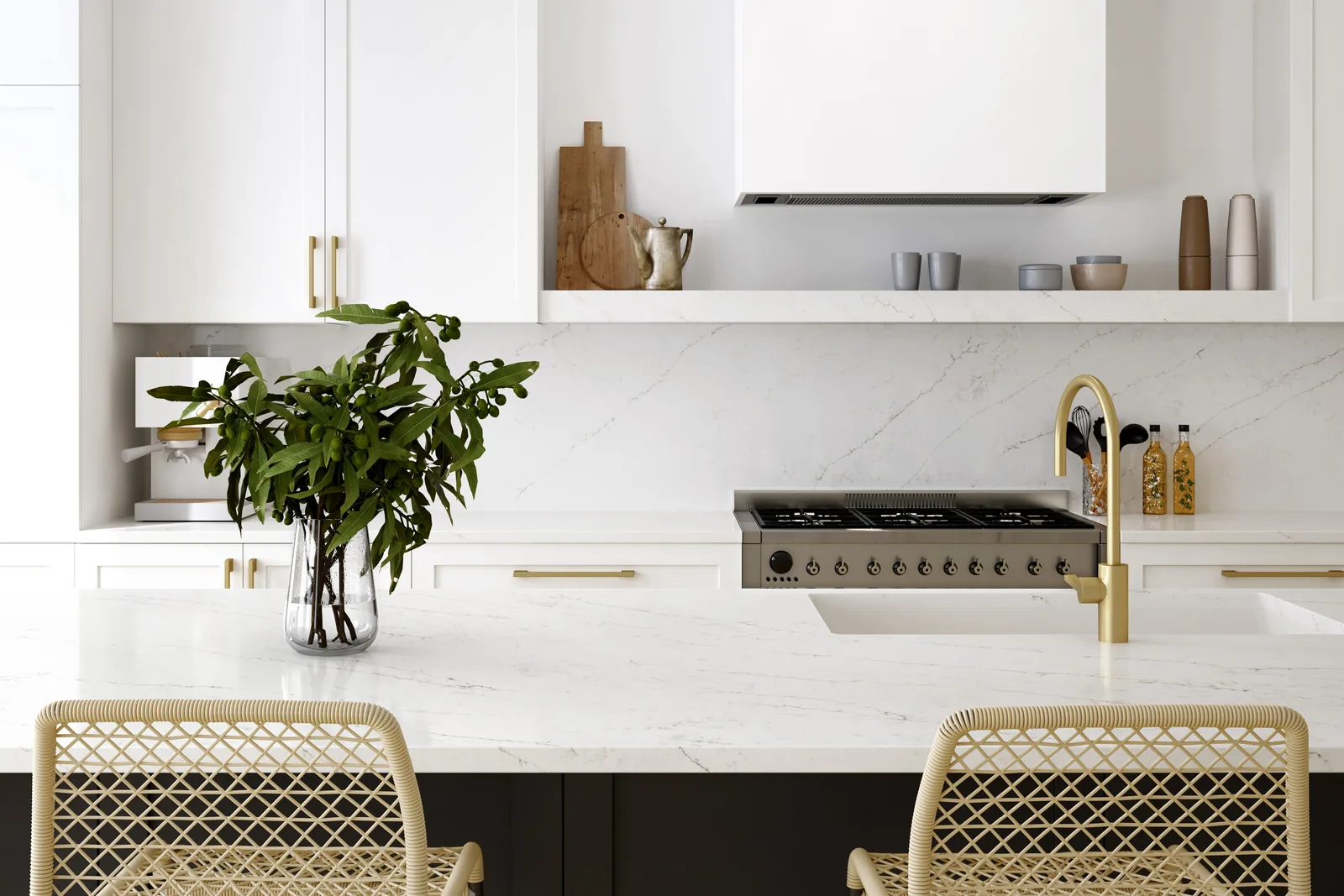 Calacatta Venato Hanstone Quartz installed — project photo 2
