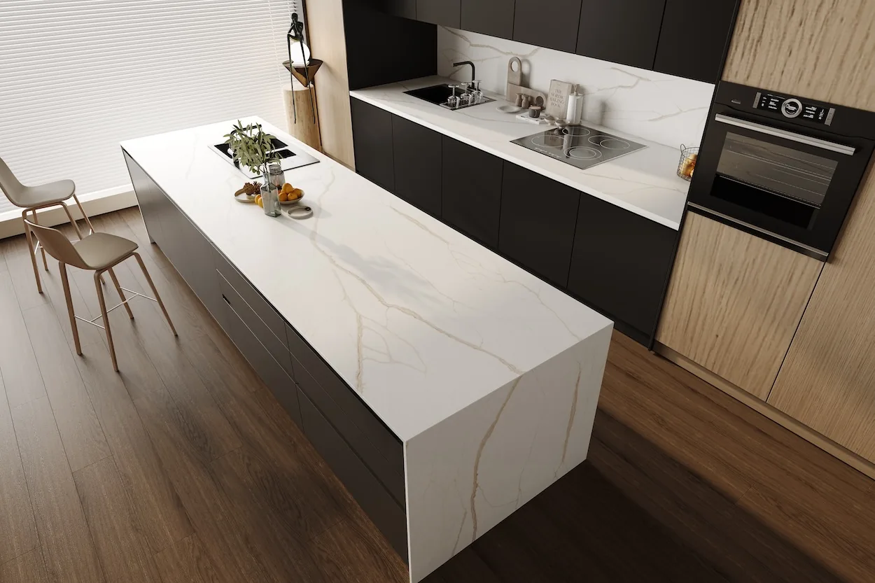 Polar Onyx Lucciare Quartz installed — project photo 1