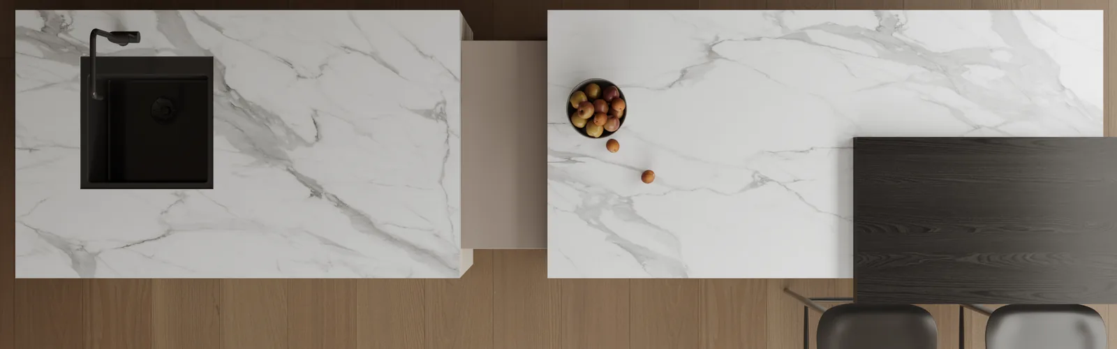Statuario Classic Lucciare Quartz installed — project photo 1