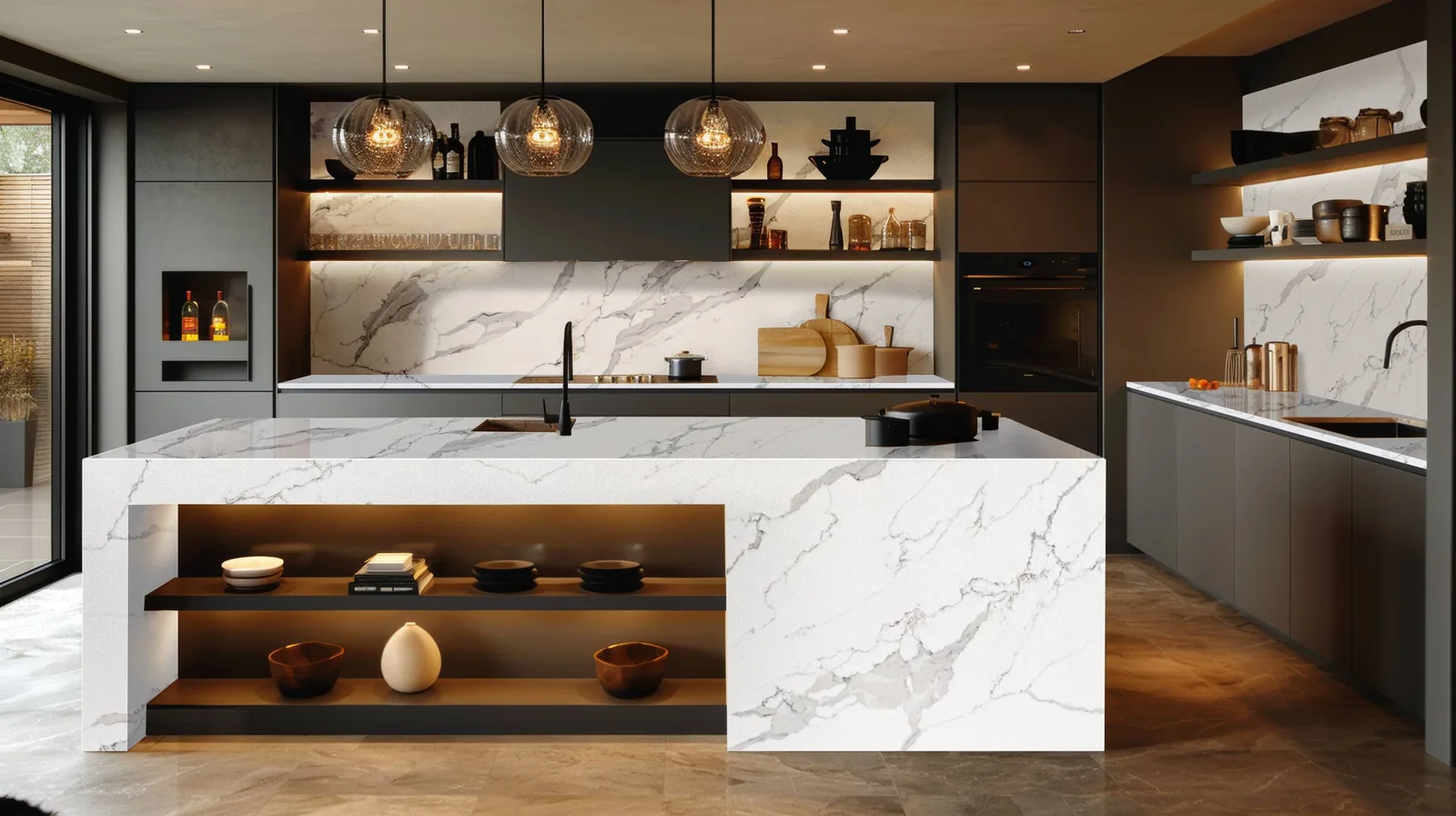 Statuario Dior Lucciare Quartz installed — project photo 5