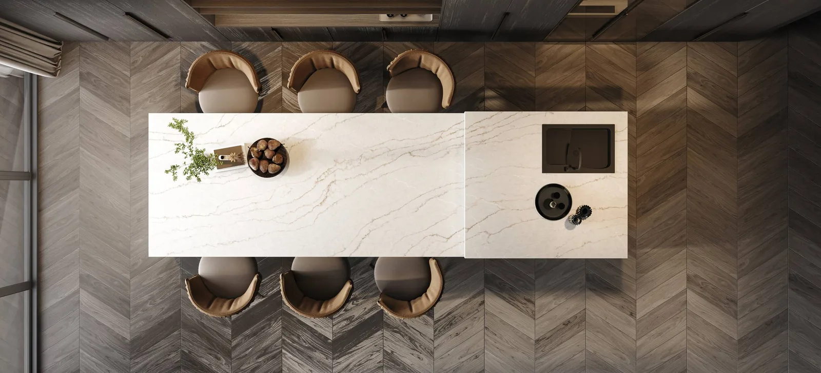 Taj Mahal Lucciare Quartz installed — project photo 1