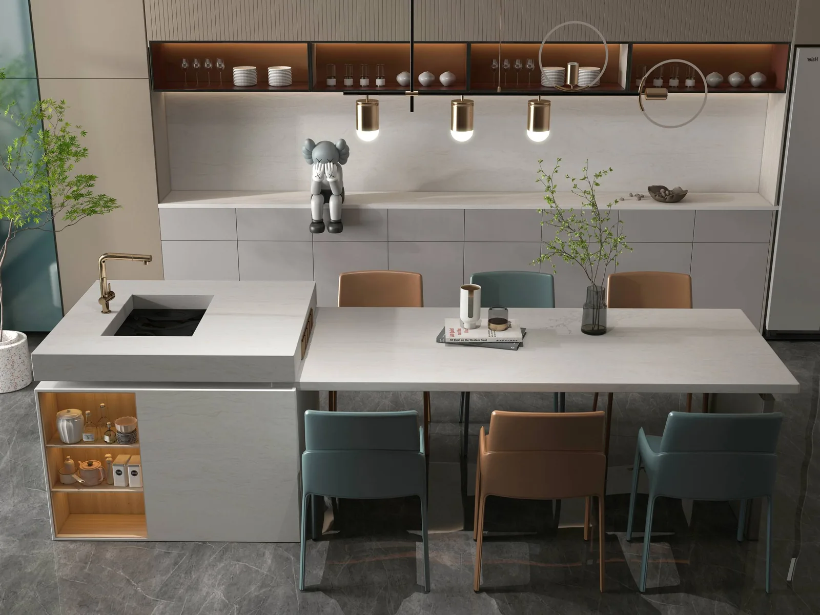 Travertine Lume Lucciare Quartz installed — project photo 2