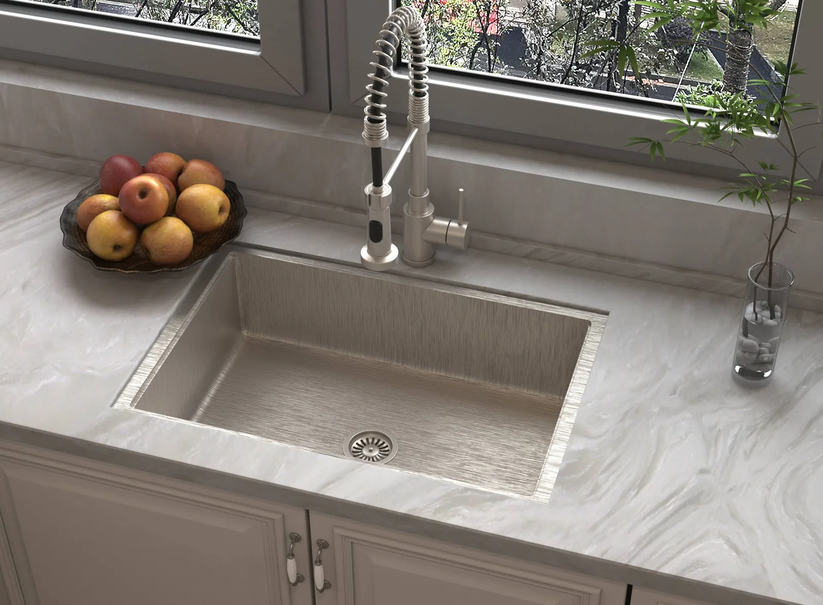 Travertine Onyx Lucciare Quartz installed — project photo 3