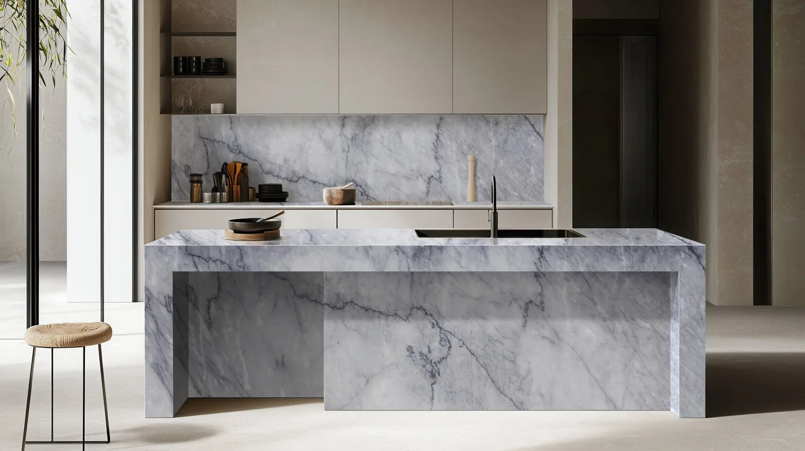 Victoria Grey Lucciare Quartz installed — project photo 1