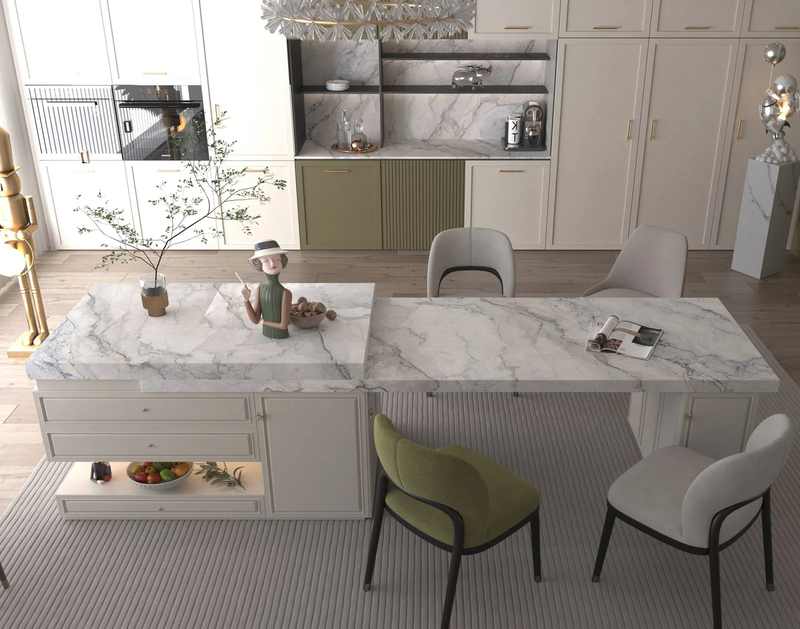 White Camouflage Lucciare Quartz installed — project photo 2